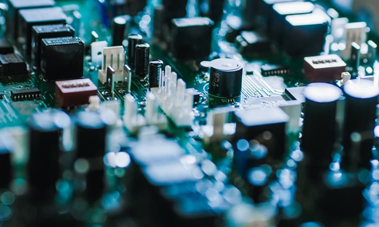 Close-up of a populated circuit board